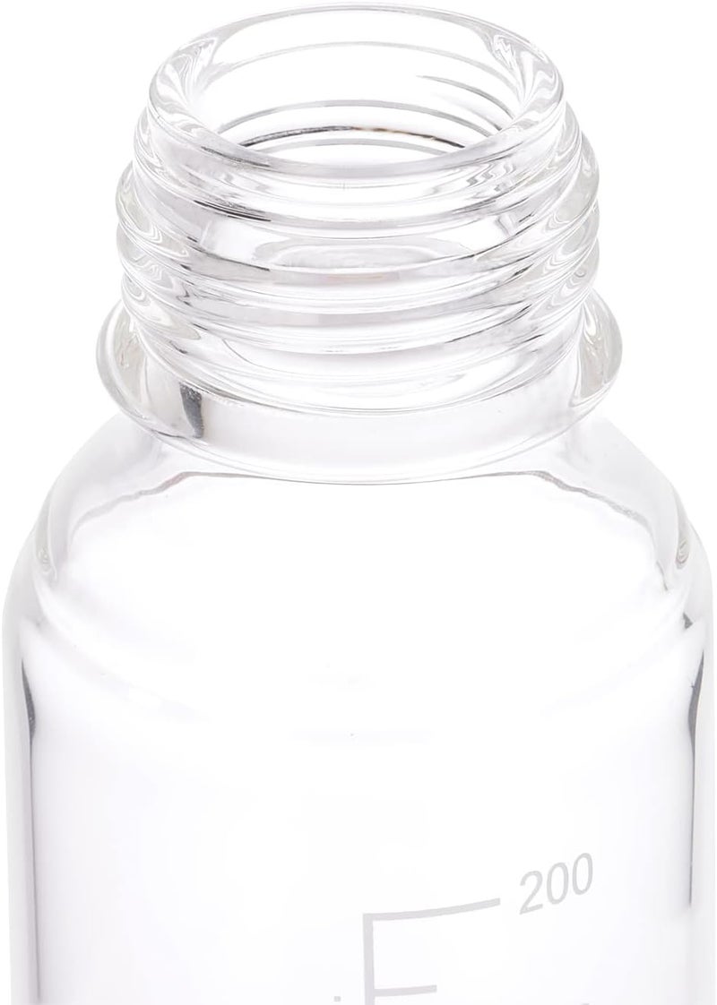 Pastein 4 Pieces 250ml Graduated Round Reagent Media Storage Lab Bottles with GL45 PBT Red Screw Cap, 3.3 Borosilicate Clear Glass - Image 4